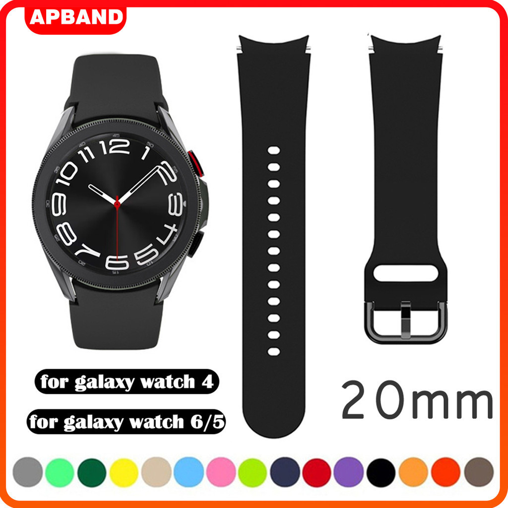 Silicone Strap Bracelet Belt for Samsung Galaxy Watch 4 5 6 44mm 40mm 5 Lte 5 Pro 45mm 6 Classic 43mm 47mm 4 Classic 42mm 46mm Smart Watch Silikon Rubber Sport Band Polos Sport Band Tali Jam Smartwatch 20mm