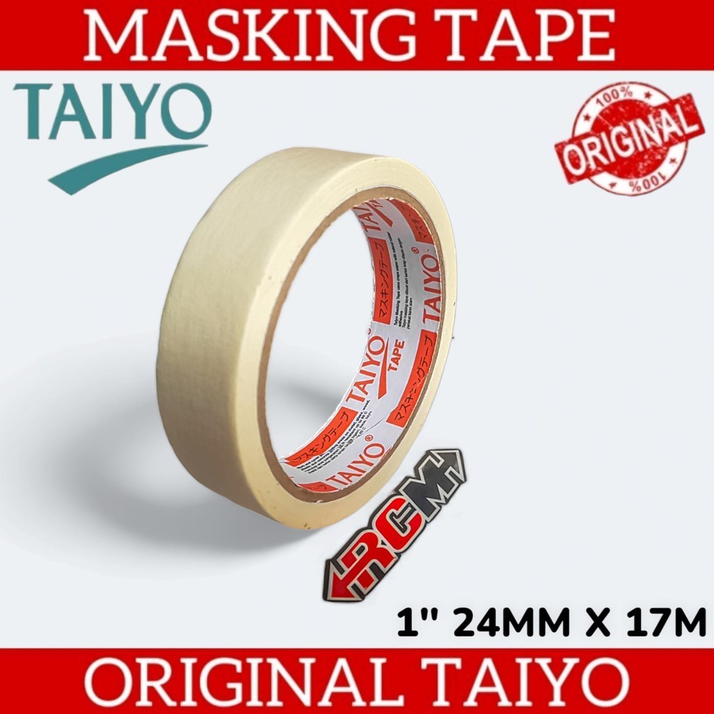 

LAKBAN LEM ISOLASI SOLASI SOLATIP PLESTER PLSTER KERTAS MASKING PAPER TAPE 1" 24MMx17M 24 MM X 17 M METER OREN ORANGE ORI ORIGINAL TAIYO ASLI