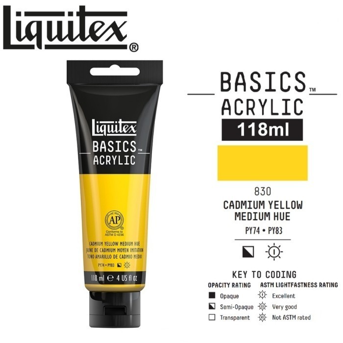 

LIQUITEX BASICS ACRYLIC 118 ML CADMIUM YELLOW MEDIUM HUE