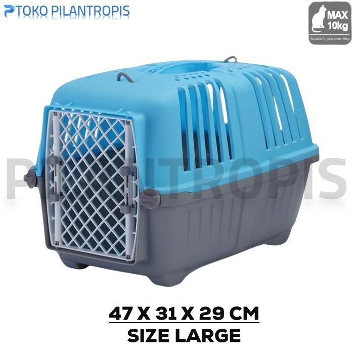 Pet Cargo Kucing Jumbo XL Pet Kargo Kucing Box Travel Carrier Kucing - Biru (L)