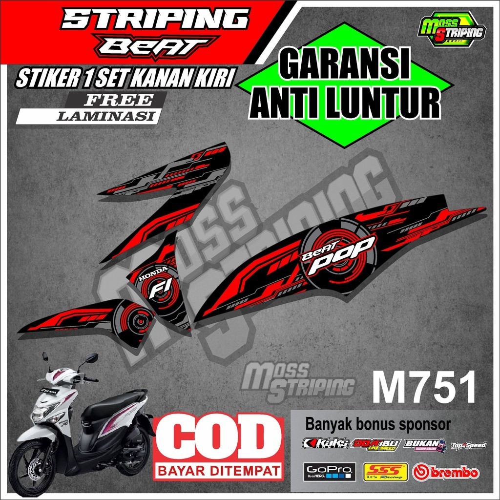 INDO Striping - Striping Sticker List Variasi Motor Motor Honda Beat POP Semi Fullbody 2015 2016 201