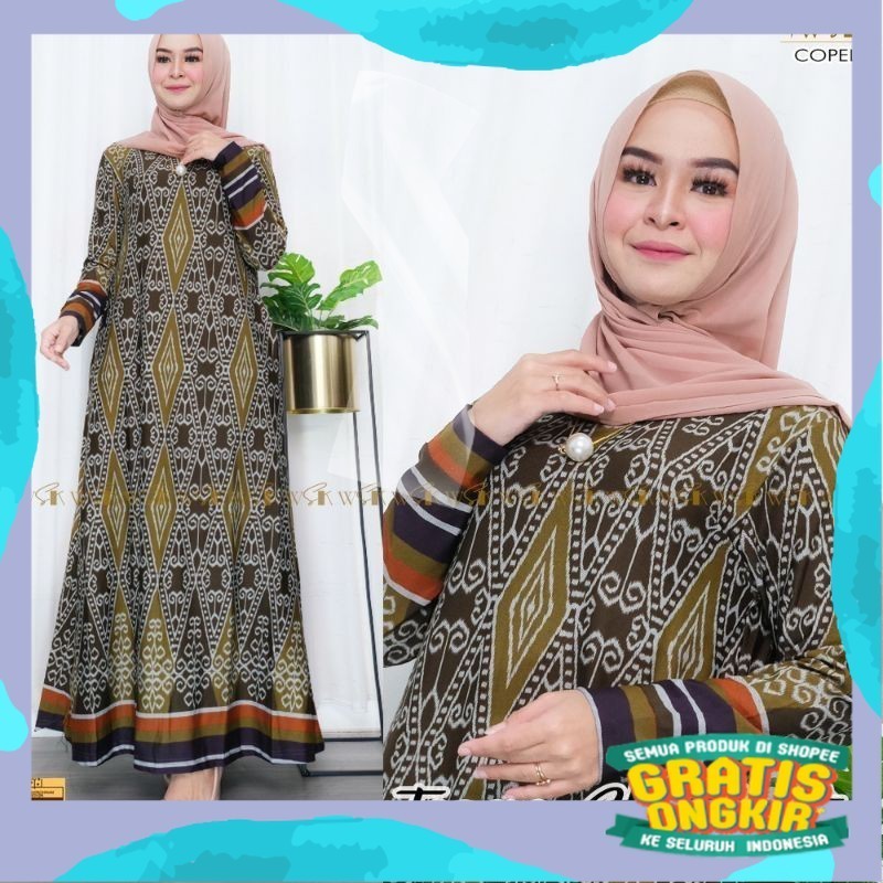 TORAJA MAXY ORI WSK GAMIS WANITA TERBARU MOTIF ETNIK CALVIN JEANS BAHAN TEBAL ADEM MELAR JATUH STAND