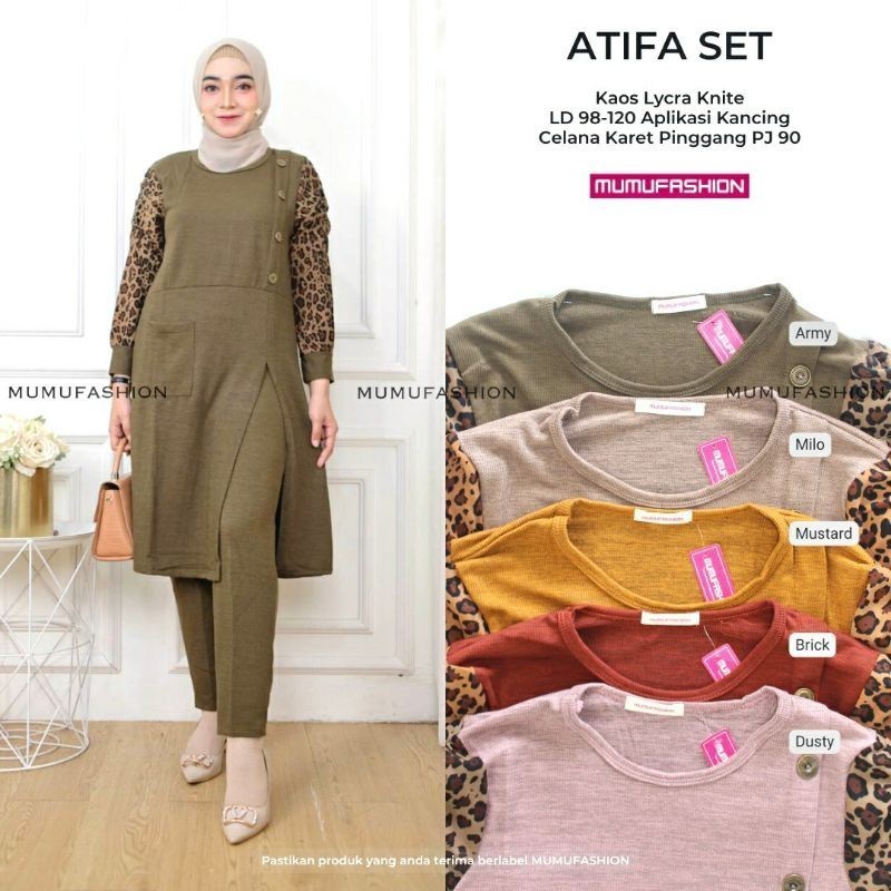 MUMU-Setelan  Atifa/Atari Set Setelan Celana Macan Leopard  by Mumufashion Grosir Baju Original Solo