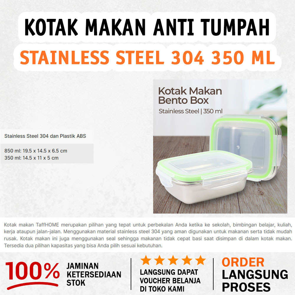 Kotak Makan Stainless Steel Bento Lunch Box Metode Lock n Lock