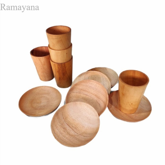 

Gelas Kayu Besar / Cangkir Kayu P10+ Lepek Kayu D14 - Lepek d14cm Murah