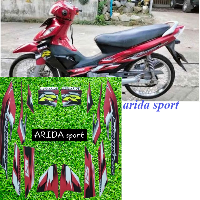 Striping stiker Suzuki Shogun RR 125 merah hitam tahun 2008 motif original