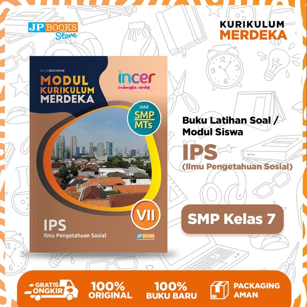 JP Books – Buku Siswa Sekolah Modul Latihan Soal Kurmer INCER IPS (Ilmu Pengetahuan Sosial) SMP Kela