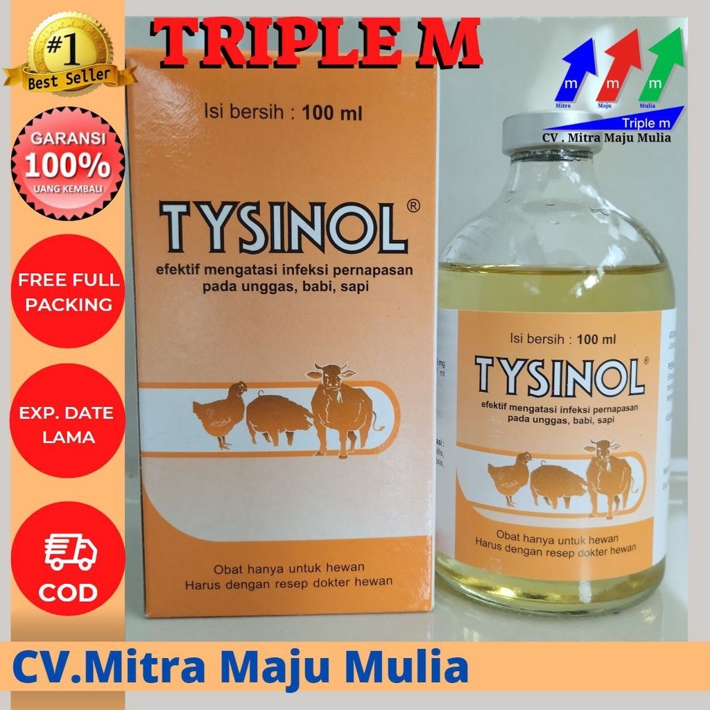 Tysinol 100ml Medion Antibiotik Pernapasan Penyakit Hewan Ternak Sapi Babi Bebek Ayam