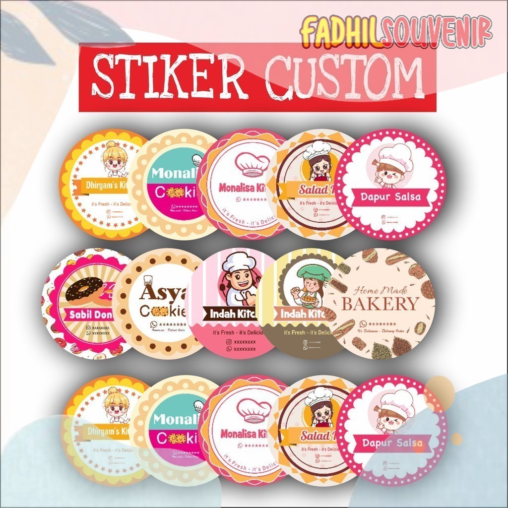 Ready Cetak Sticker Label Kemasan Makanan Logo Bulat Chromo Vinil StikerToples Kue Kering Stiker Bot