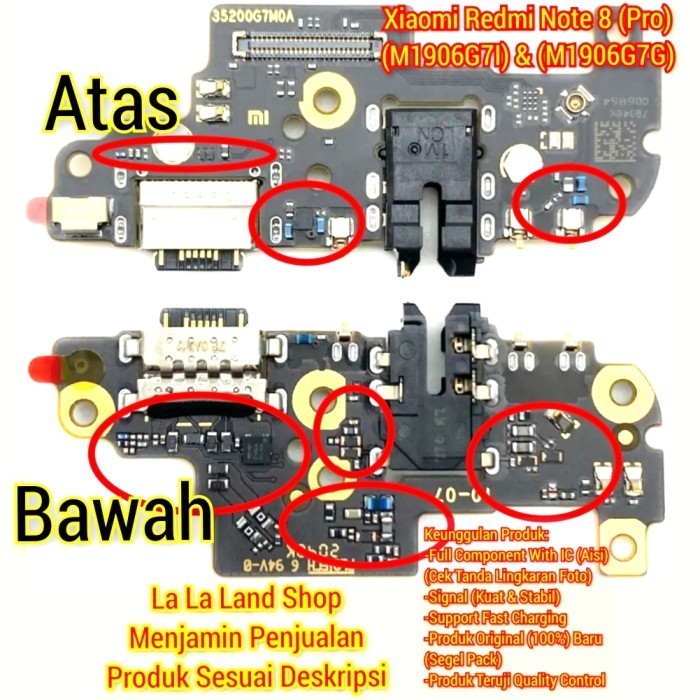 Konektor Charger Type C Port HF Mic Xiaomi Redmi Note 8 Pro