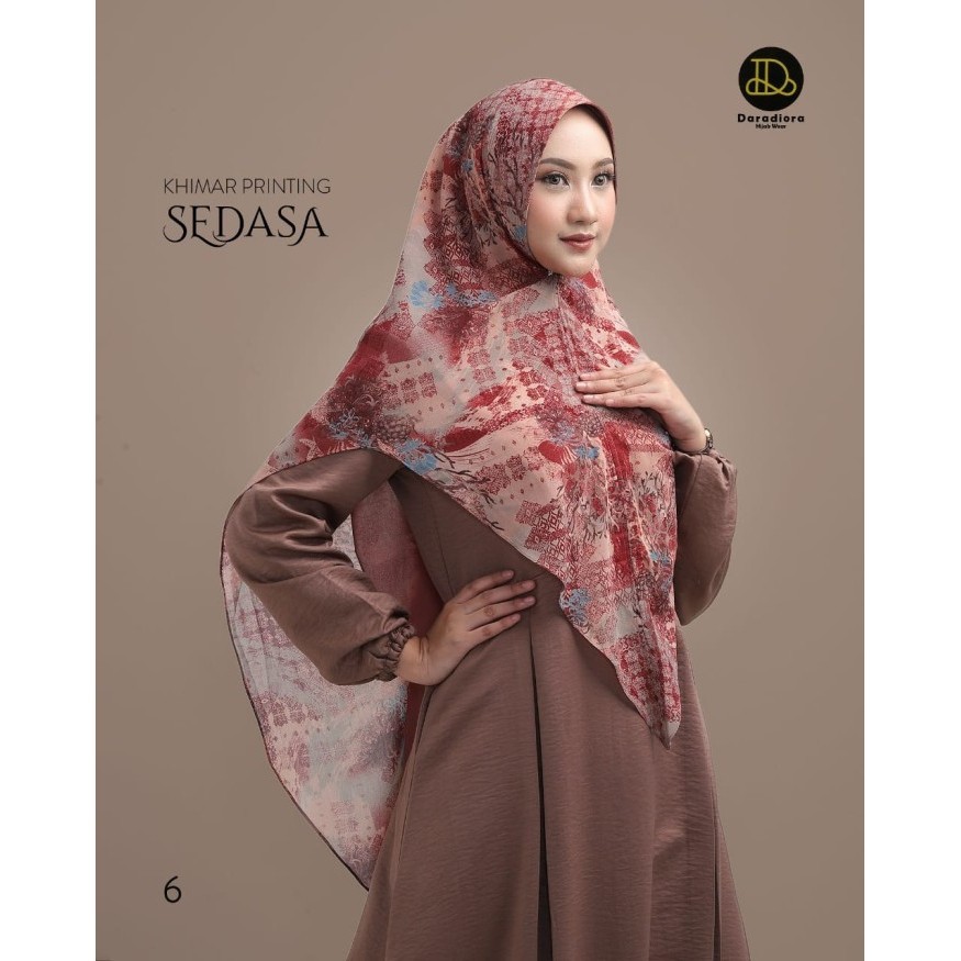Jilbab Syari Khimar Sedasa Printing Motif By Daradiora - TUJUH