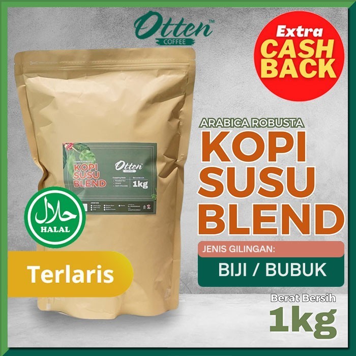 

[Coffee New] Kopi Susu Blend 1kg Biji Bubuk Kopi Arabica Robusta Otten Coffee - Medium