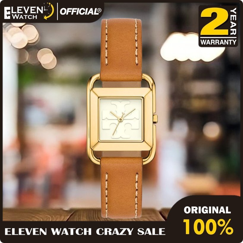 [Promo] Jam Tangan Wanita Tory Burch TBW6010 / TBW 6010 The Miller Square Brown Leather Strap Origin