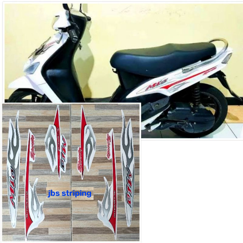 Stiker mio sporty striping Yamaha Mio sporty api putih tahun 2006