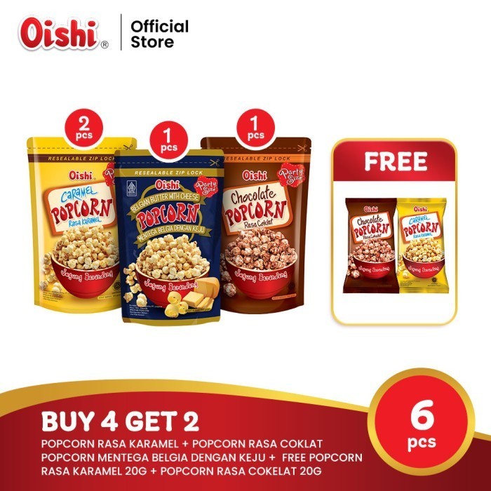 

NEW [Buy 4 Get 2] Oishi Popcorn (4pcs) FREE Popcorn Renceng (2pcs)