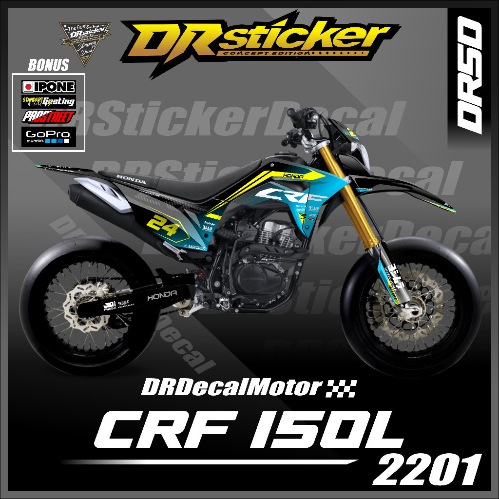 Decal Stiker Motor CRF 150 L SUPERMOTO HOLOGRAM Full Body grafis simple