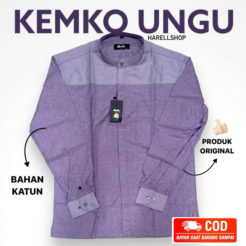 READY STOCK Kemeja koko / kemko harley warna DUSTY PURPLE ungu muda / lilac