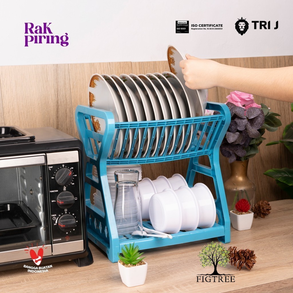 Rak Piring Dapur / Rak Piring 2 Susun Plastik / Rak Pengering Wadah Mangkok Piring Gelas