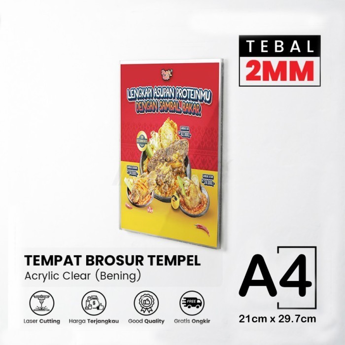 

Tempat Brosur Akrilik Tempel Dinding A4 - Frame Sign Holder Acrylic