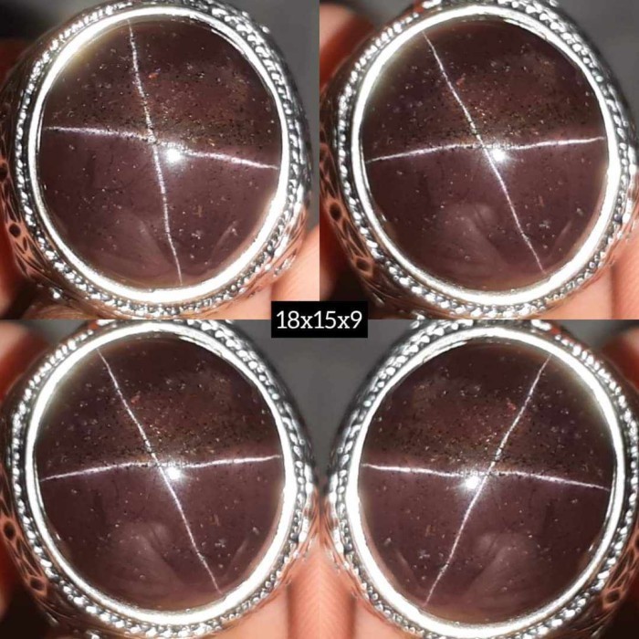 Cincin Batu Permata Akik Mulia Natural Garnet Ruby Safir Star Antik 2