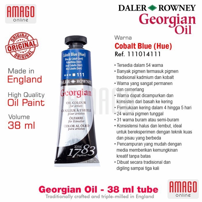 

DALER-ROWNEY Georgian Oil 38 ml - Cat Minyak Lukis - Cobalt Blue Hue - 111014111