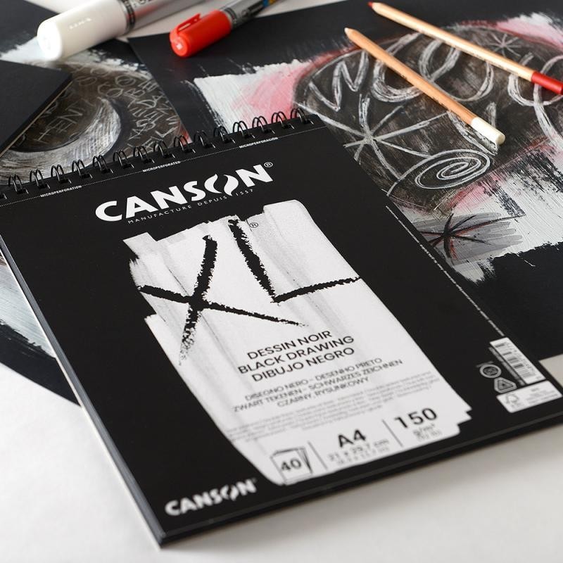 

CANSON XL Black 40 sheets A4 (21 X 29,7 Cm) - Buku Gambar kertas hitam 150 gsm (Album)
