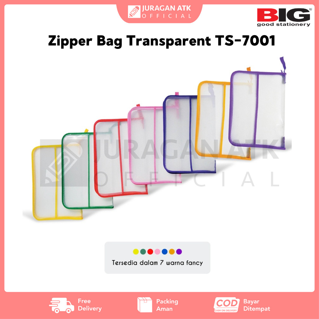 

Tas Map BIG Zipper Bag Transparent "JALA" TS-7001 Map Plastik BIG Zipper Bening Jala Folio F4 TS-7001