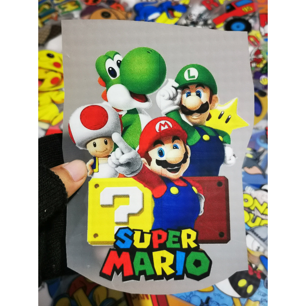 

STICKER SABLON SETRIKA DTF SUPER MARIO UNTUK KAOS TOTEBAG TOPI KARAKTER