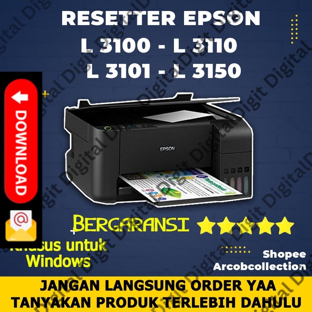 RESETTER Epson L3110-L3150-L3100-L3001/+ Video Panduan Reset Printer Full Version
