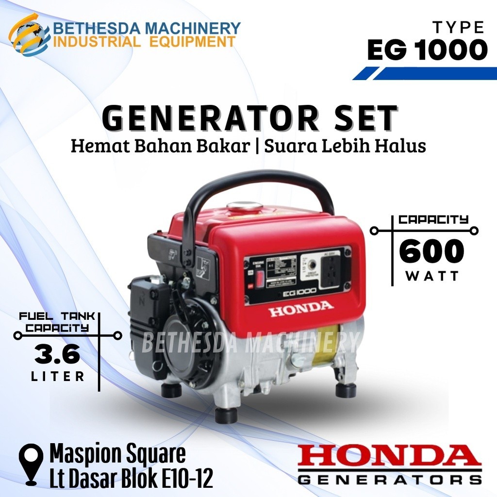 PROMO SPESIAL RAMADHAN Genset 4-TAK Honda 600 Watt Silinder tunggal EG1000