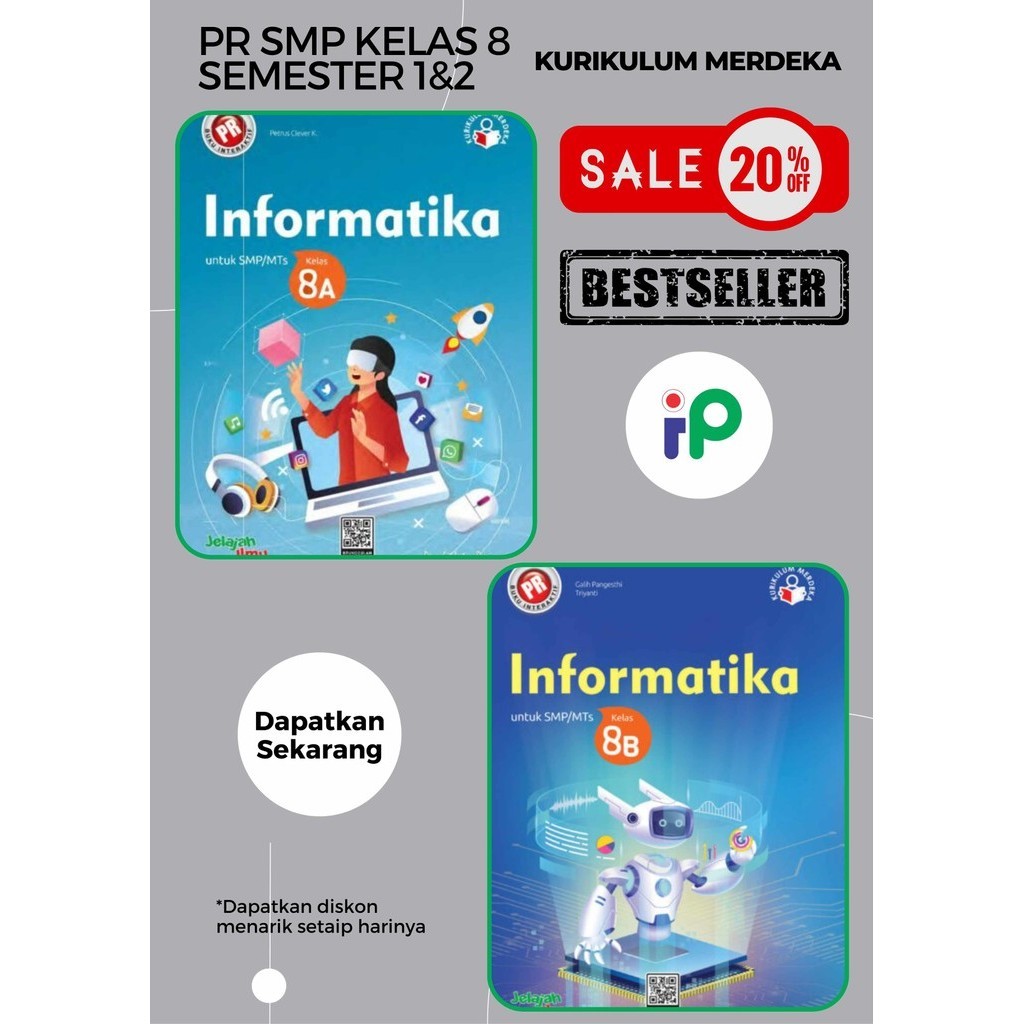 Buku Pr/Lks Informatika Kelas 8 SMP/MTS Semester 1&2 Kurikulum Merdeka Intan pariwara Tahun 2024 Ter