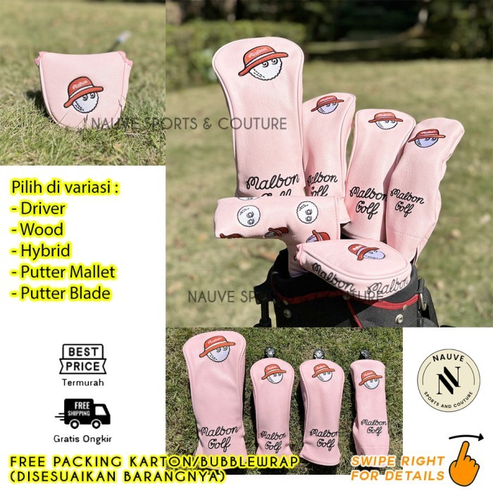 Korea Golf Head Cover Pink Edition Iron Set Driver Fairway Wood Hybrid Putter Sarung Stick Stik Club