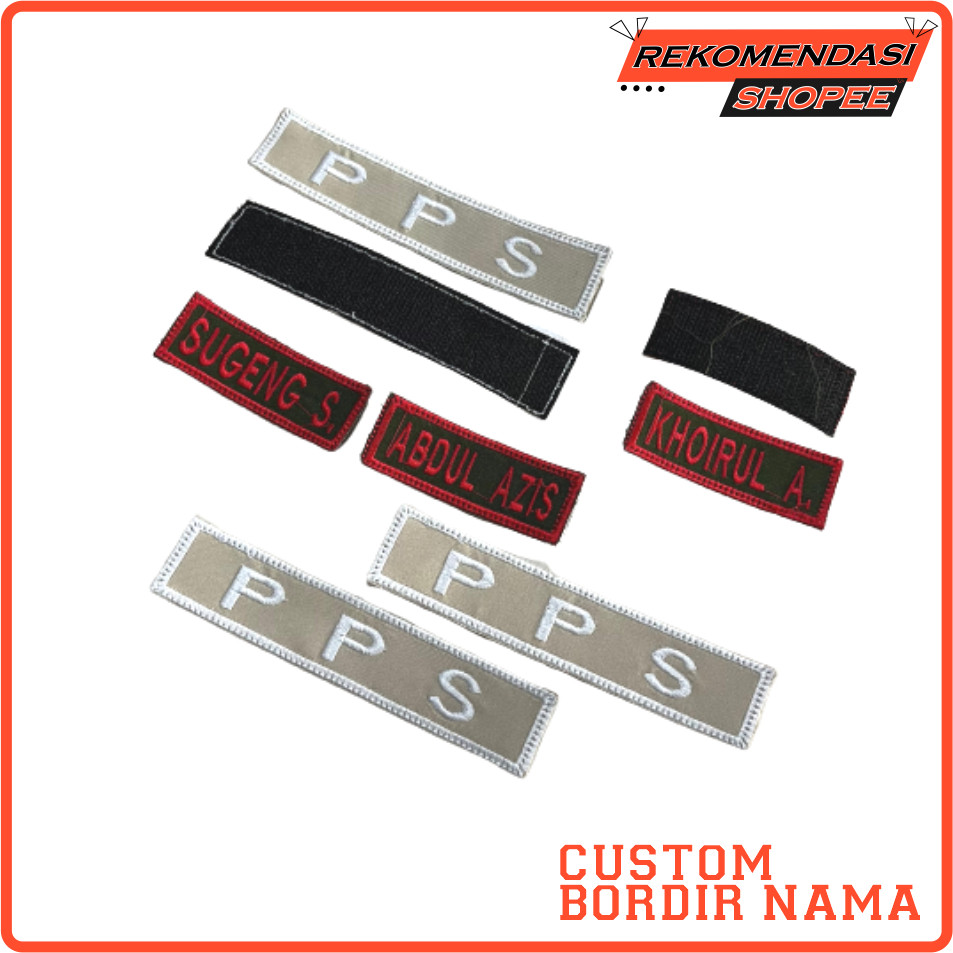 Bordir Bordir Nama Velcro - Berperekat // Nama Dada Perekat //  Bordir Satpam Peretak
