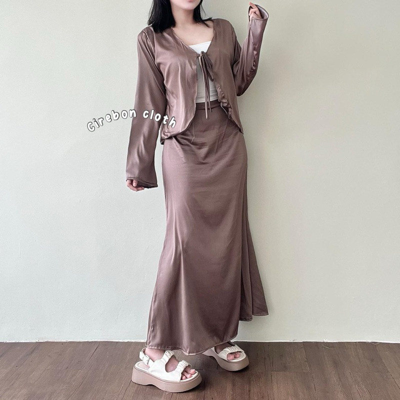 Cirebon Cloth - Angelena One Set Satin Silk Premium / One Set Satin Wanita / One Set Bukber
