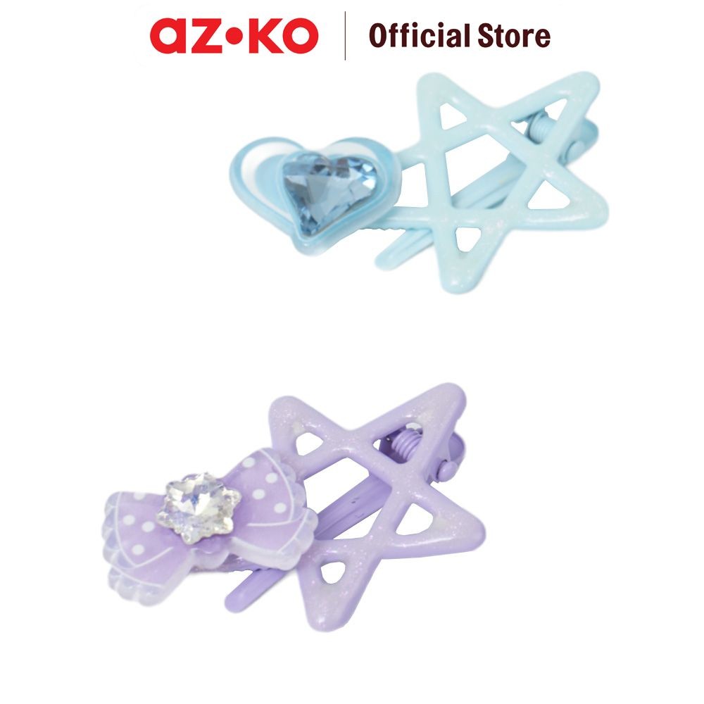 AZKO Ataru Set 2 Pcs Jepit Rambut Star Outline Gem - Biru/Ungu hair clip aksesoris jepitan cewek pen