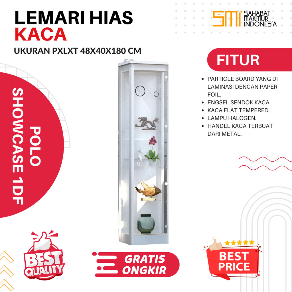 Polo Showcase 1DF / Lemari Hias Lemari Minimalis Almari Tas Lemari Dinding Lemari Pajangan