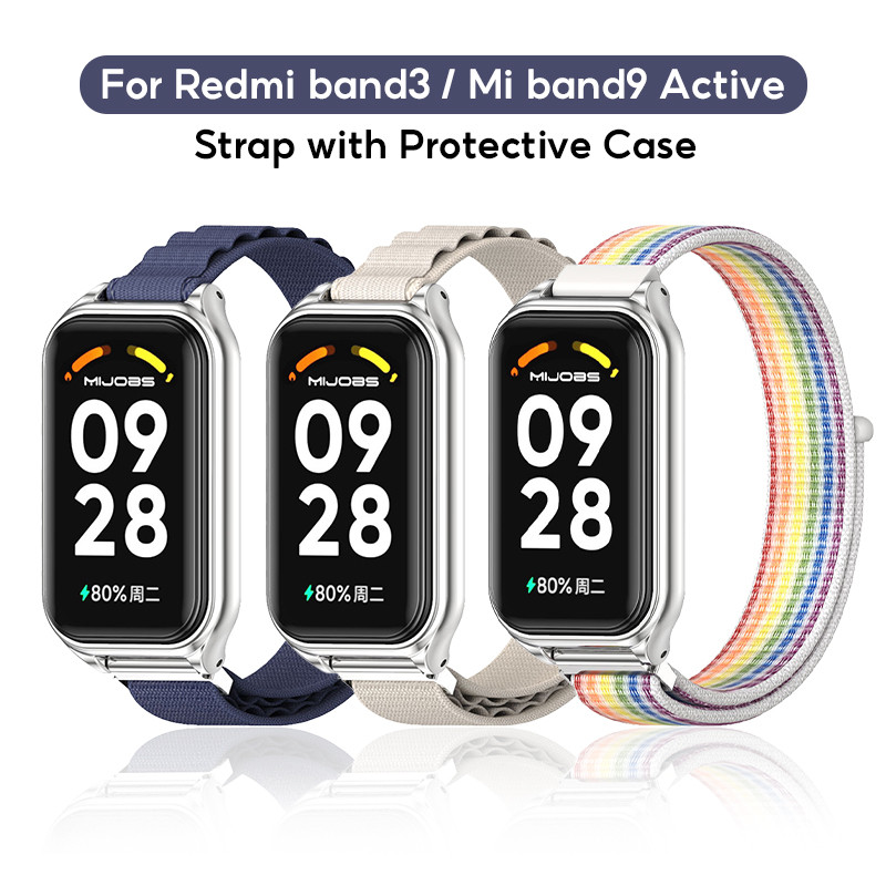 Strap Xiaomi band 9 Active Strap Nylon Loop Wristband One-piece Case xiaomi Band 9 Active Soft Strap