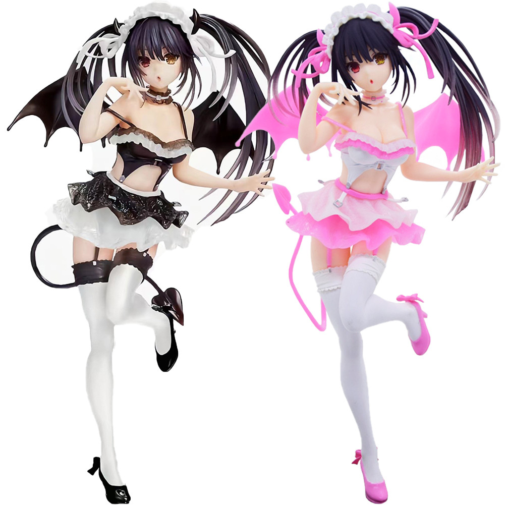 20cm Anime Tokisaki Kurumi Figure Sexy pink Devil Swimwear action figures Pvc Statue Model Doll Coll