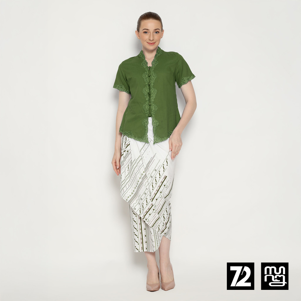 ROK BATIK SPAN Skirt Lilit Kebaya Instan Modern Wanita Motif Tarangga Warna Putih BIRU 72 Batik x Pi