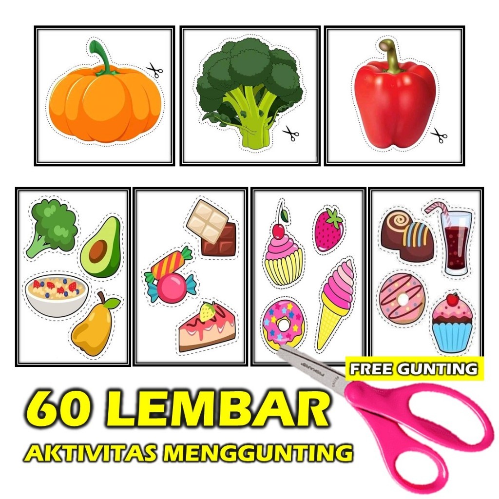 Worksheet Aktivitas Menggunting Gambar Mainan Motorik Halus Anak Mainan Edukasi Anak 1 2 3 4 5 Tahun