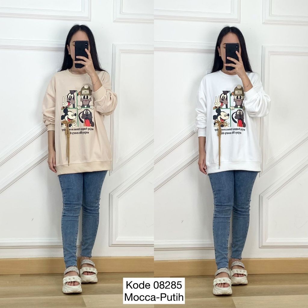 Atasan Sweater I Kaos Sweater Wanita Lengan Panjang I Sweater Mickey Mouse