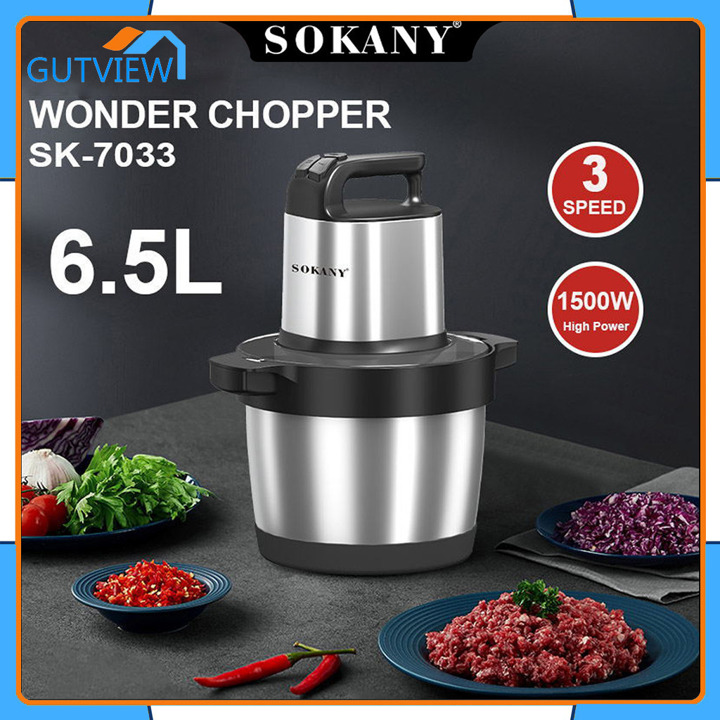 [COD]SOKANY SK-7033 Blender Penggiling Daging 6.5L Baja Tahan Karat Listrik Meat Grinder Chopper Dag