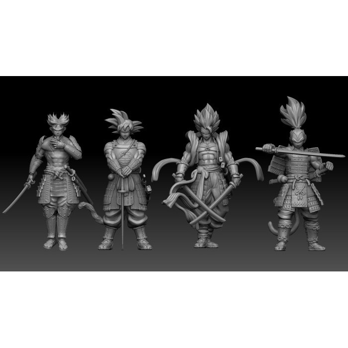 Figure Resin samurai set Skala 64 Miniatur Pajangan Diorama Diecast
