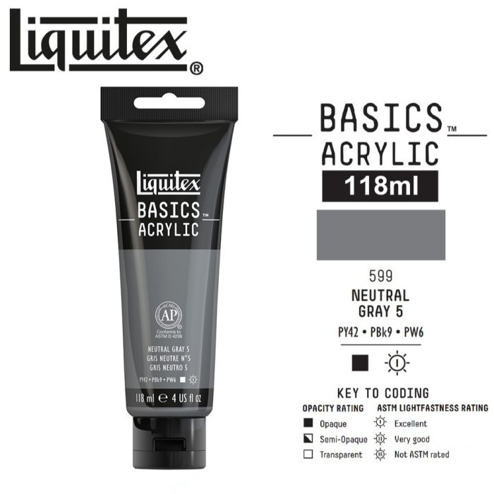 

LIQUITEX BASICS ACRYLIC 118 ML NEUTRAL GRAY 5