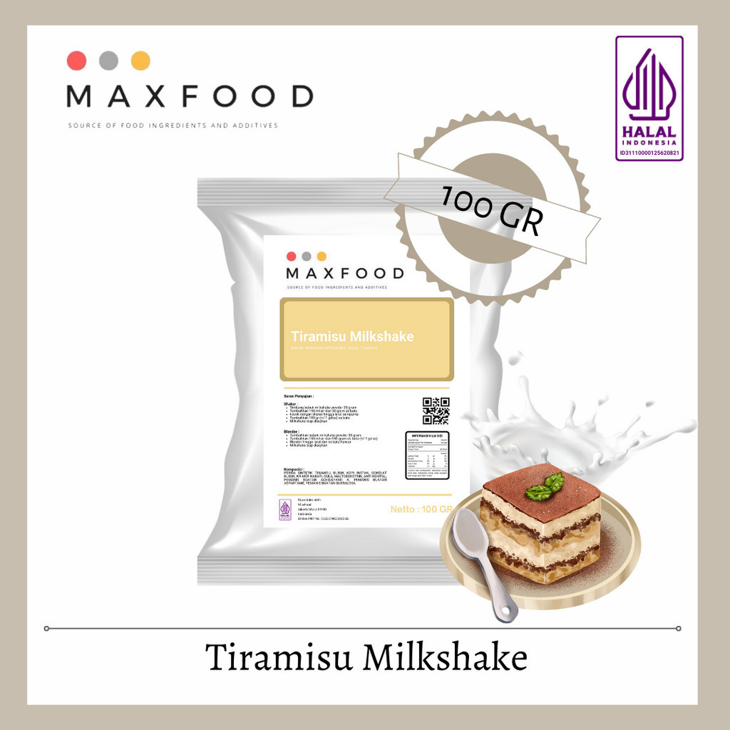 

MAXFOOD - Tiramisu Milkshake Powder / Bubuk Minuman Tiramisu 100 GR