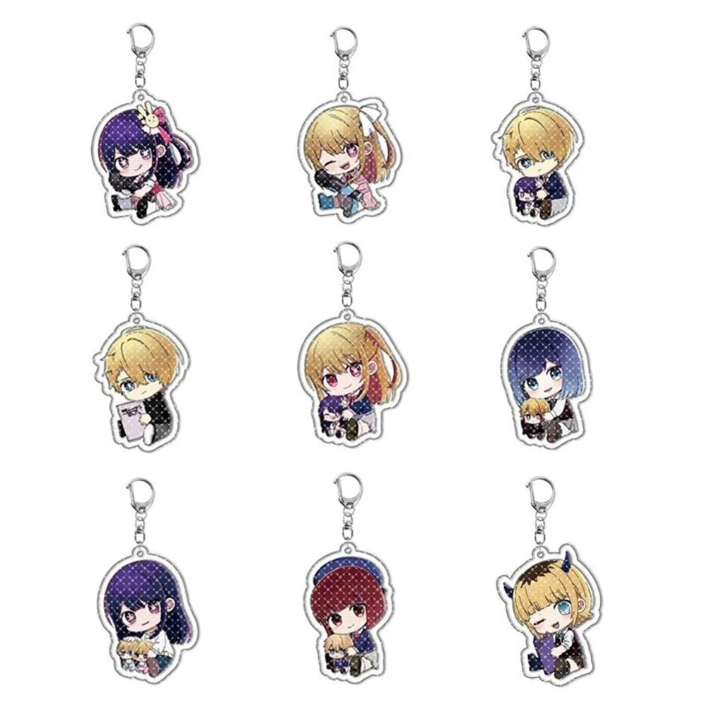 Anime Keychain Women Men Cute Ai Hoshino Acrylic Pendant Key Ring Cartoon  Cosplay Figure Key Holder