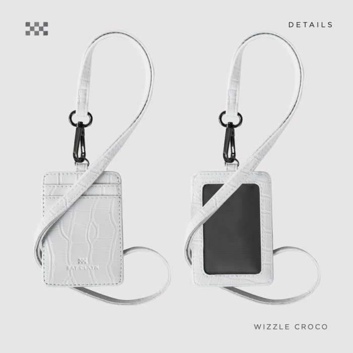 

PROMO!! -Ray Cláyn - ID Card Lanyard / Name Tag / Lanyard ID Cardholder Kulit - Wizzle Croco, Tanpa Box