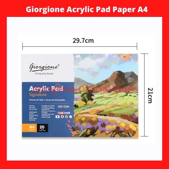 

PROMO!! -G-AC20 Giorgione Acrylic Oil Paint Book Canvas Pad Cat Minyak Akrilik - A4