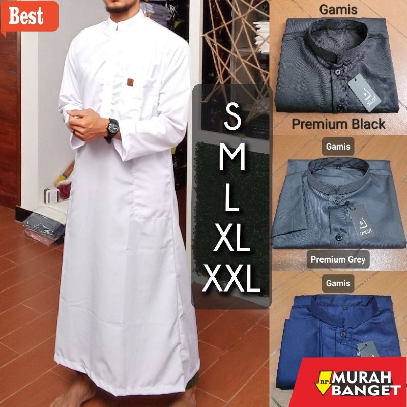 Baju timur tengah pria- Gamis pria gamis putih polos gamis hitam polos lengan panjang