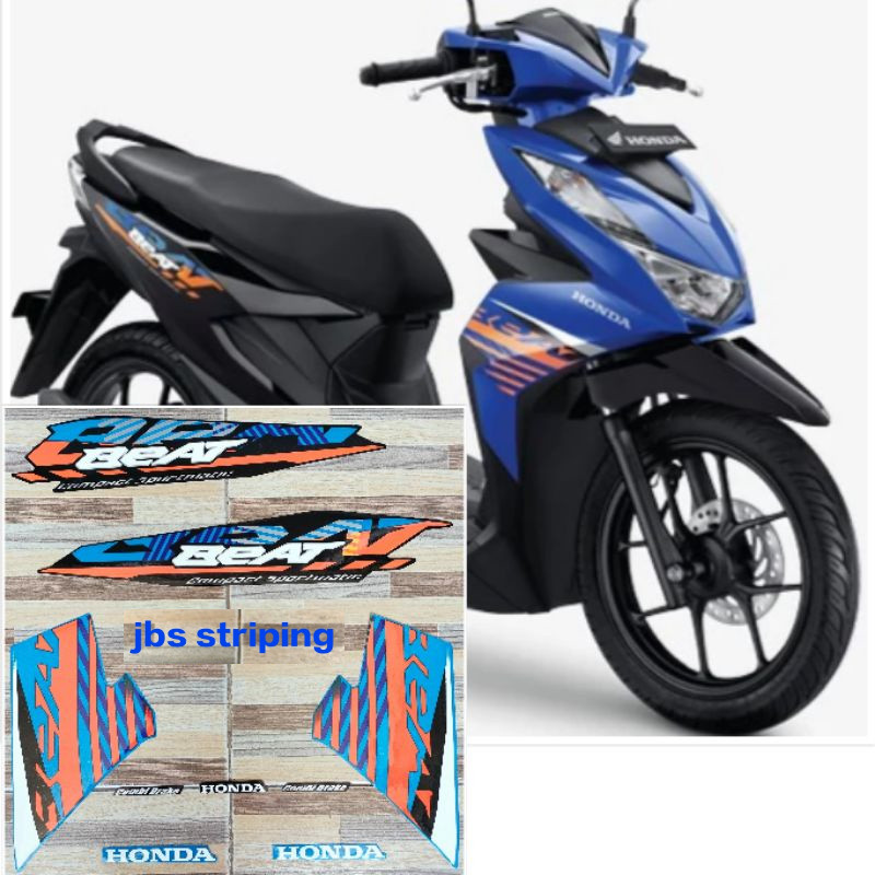 striping Honda beat CBS techno blue black biru hitam tahun 2021 stiker motor beat berkualitas